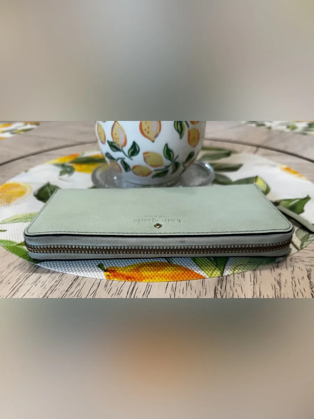 Kate Spade New York Mint Saffiano Leather Zip Around Wallet
